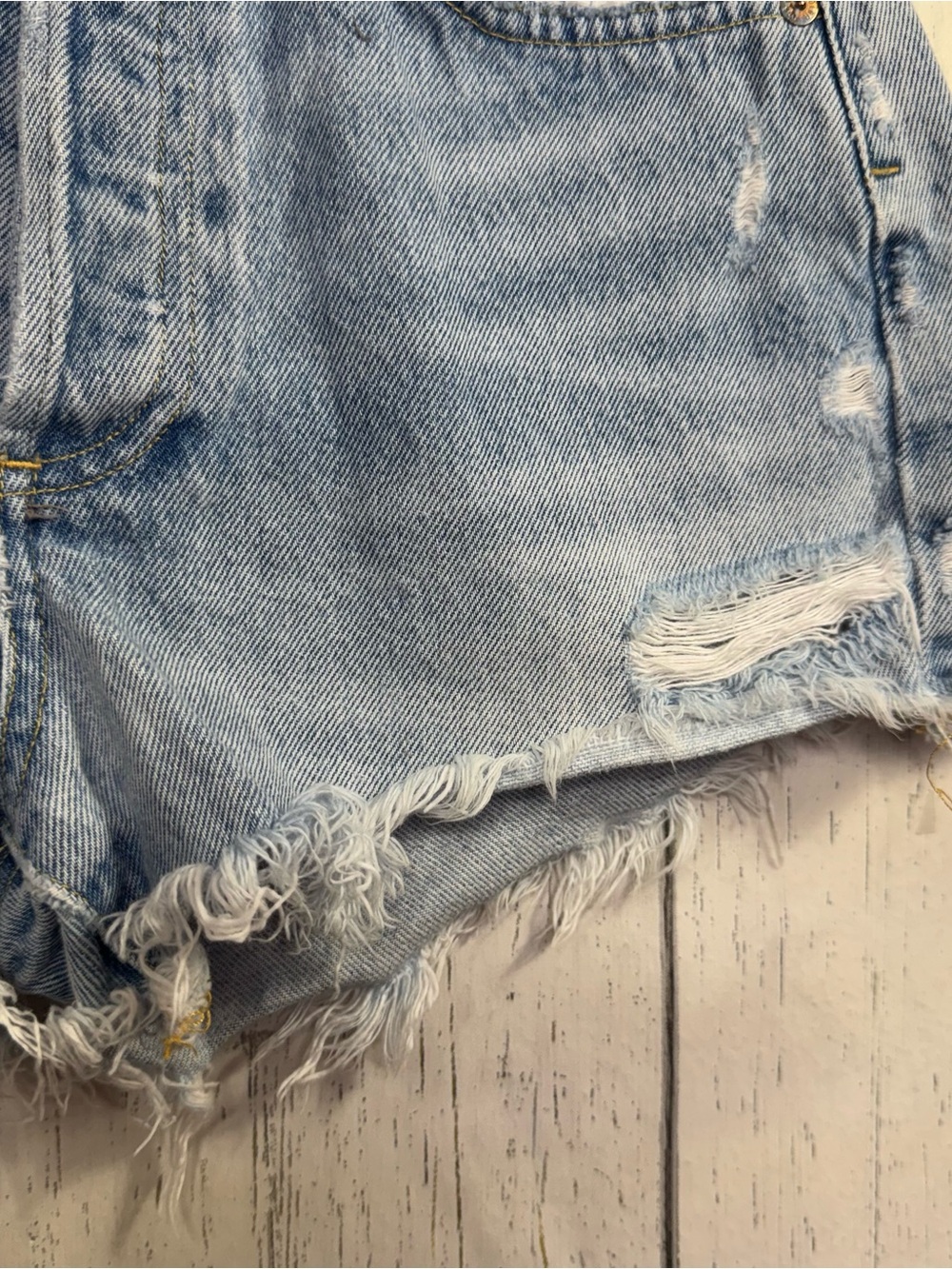 Agolde Parker Distressed Denim Shorts 23 Button Fly Light Wash Cutoff Festival - Picture 8 of 16